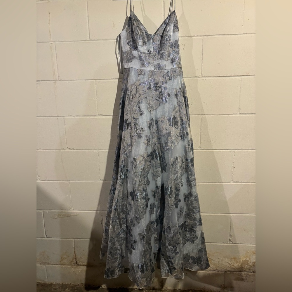 Floral Spaghetti Strap Evening Gown